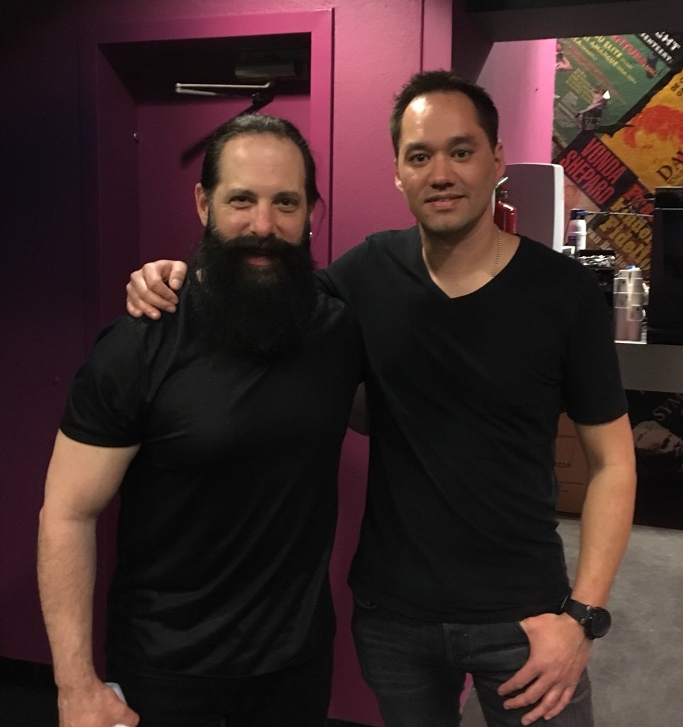 antoineslegacy's tweet photo. John Petrucci and Randy Antoine had a good get together backstage after the G3 gig. Talking about lots of things, but mostly guitars and music. #antoineslegacy #dreamtheater #johnpetrucci #randyantoine https://t.co/Xe6KecVykI