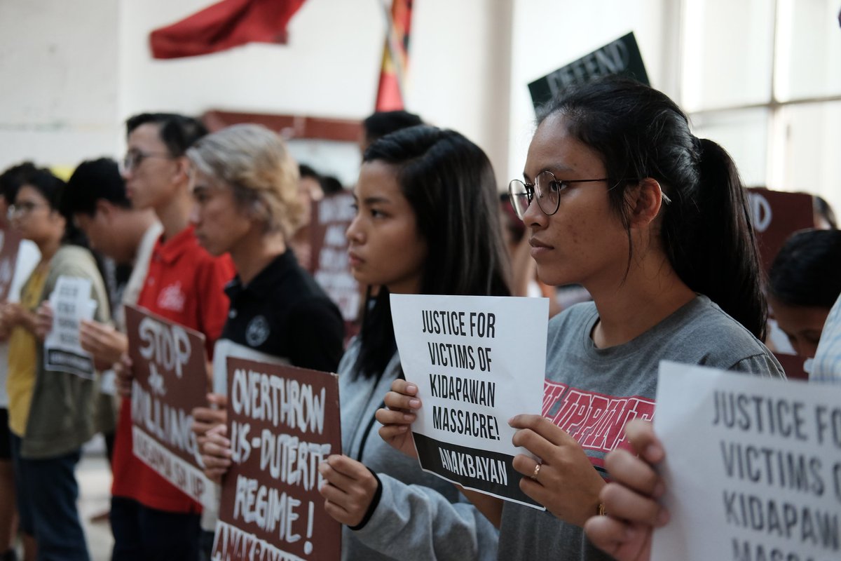 lfscssp's tweet photo. ICYMI: LFS and several student groups held a protest action to commemorate the 2nd anniversary of the Kidapawan Massacre and demand justice for the the death of three farmers shot at by state forces and for hundreds of other farmers killed under the notorius Oplan Kapayapaan. https://t.co/JfJyRmkkO5