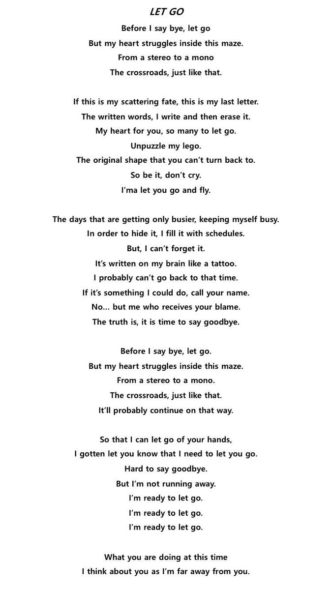 스포트라이트 on Twitter: "Trans 'Let Go' lyrics *korean to ...