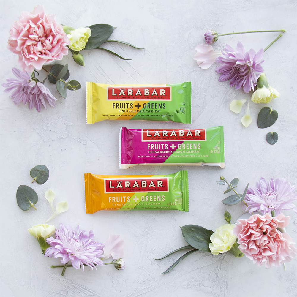 Spring into clean eating with LÄRABAR Fruits + Greens made with 1/4 cup of greens in every bar.