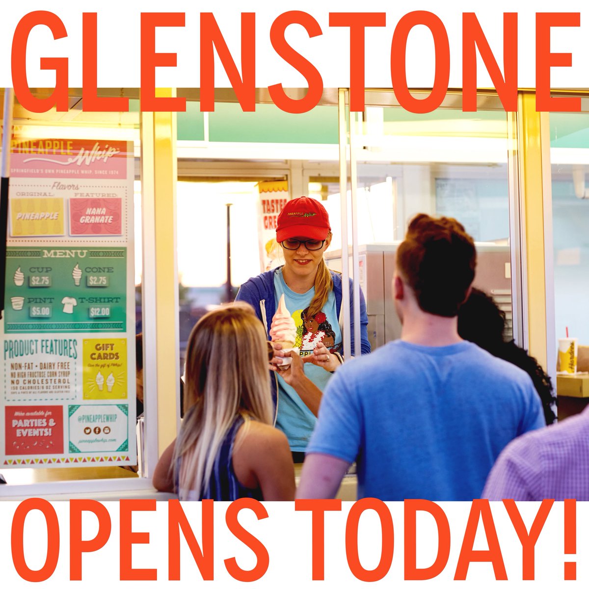 pineapplewhip's tweet photo. Glenstone location is opening today at 12noon! 1310 S Glenstone. (So Campbell and Glenstone locations are both now open for the season). https://t.co/htiZs3JmFv