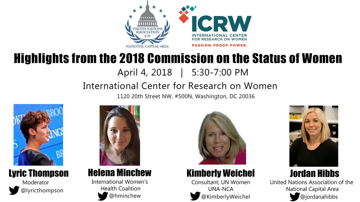 EVENT: Join us tomorrow at the International Center for Research on Women in Washington, DC for a panel discussion on the highlights from the 62nd Commission on the Status of Women, hosted by @UNANCA and @IRCW! #USAforUN #CSW62 #GenderEquality Register: unanca.org/news-events/up…