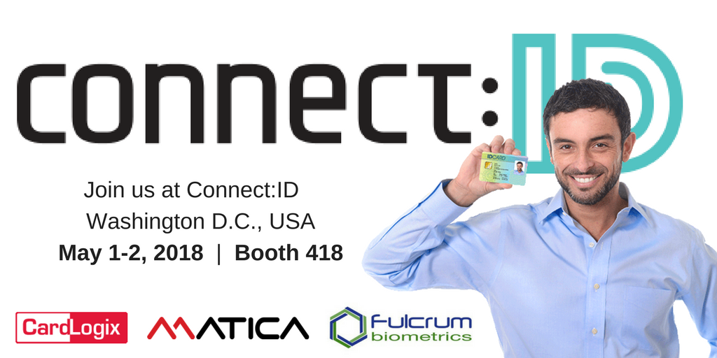 CardLogix's tweet photo. Have you registered for #ConnectID yet? It's free. #CardLogix and partners @MaticaTech & @FulcrumBioID will give a Live Demo of our Instant Biometric Enrollment and Smart Card Issuance System. Visit us at Booth 418 @connectidexpo #biometrics #smartcards #identity #authentication https://t.co/4fL6UjGAsH