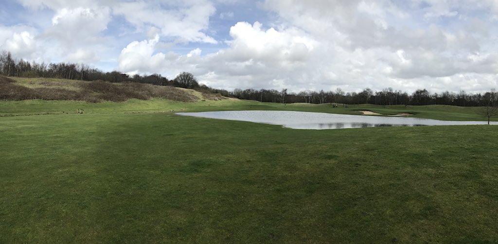 BSGCGreens's tweet photo. We here @HertsGCC like to make sure we’re giving our members the best we can. So when the ‘lake’ on 17 reaches the ditch and makes it almost impossible to reach the fairway from the tee. we don’t close the hole, oh no, we build you a bridge. #alwaysanotherway @CrownGolf https://t.co/rXwsRLJzZA