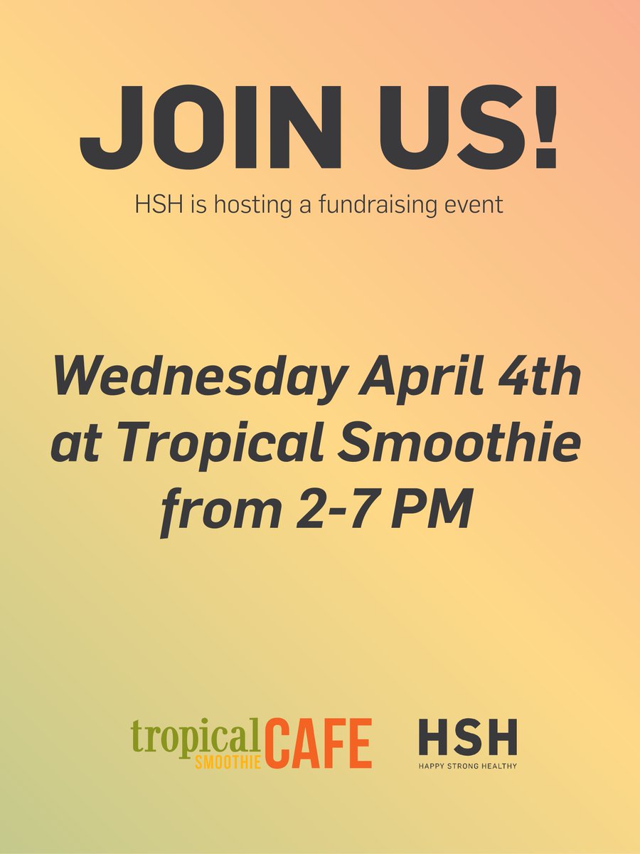 Just one day away! Come join us tomorrow from 2-7 p.m. at Tropical Smoothie, we are looking forward to it 😋 #hshmagazine