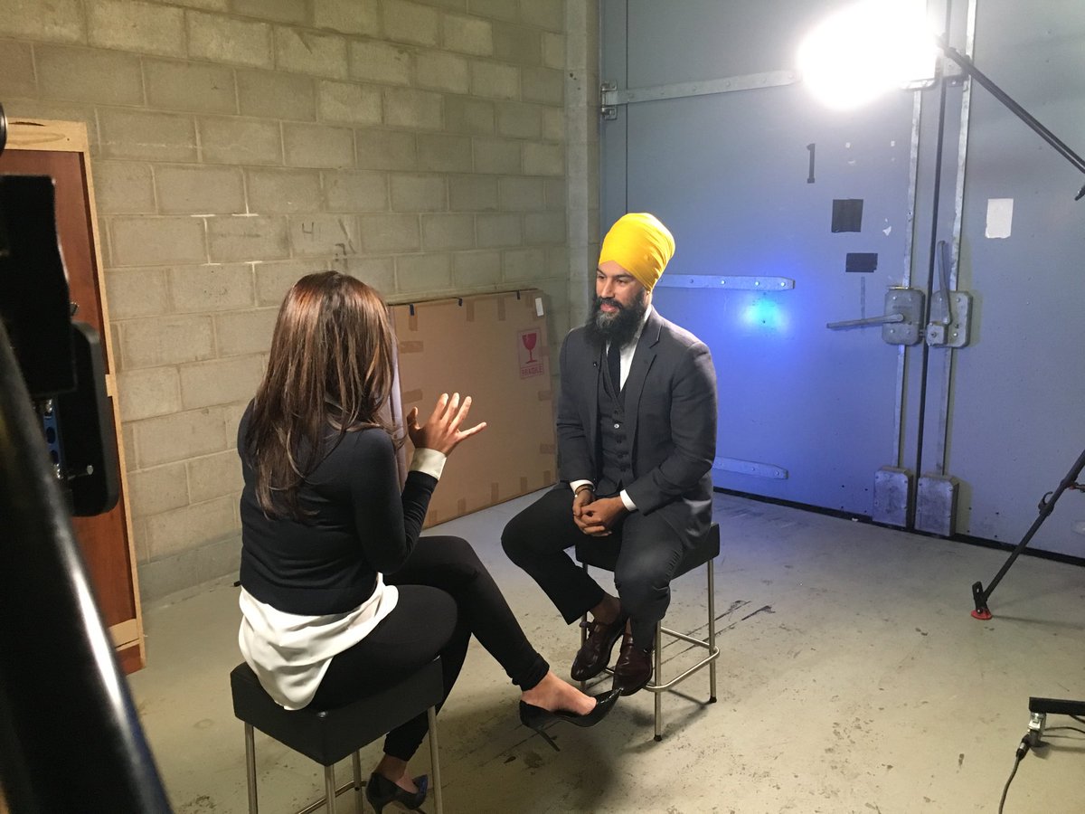 FarahNasser's tweet photo. Excited to share with you a project that has been months in the making.  #FirstTimeIWasCalled:  Conversations with Canadians on discrimination.  Tonight, @theJagmeetSingh tells us about racist heckling he encountered at a rally and how he felt in that moment. https://t.co/FHeJDXFFtR