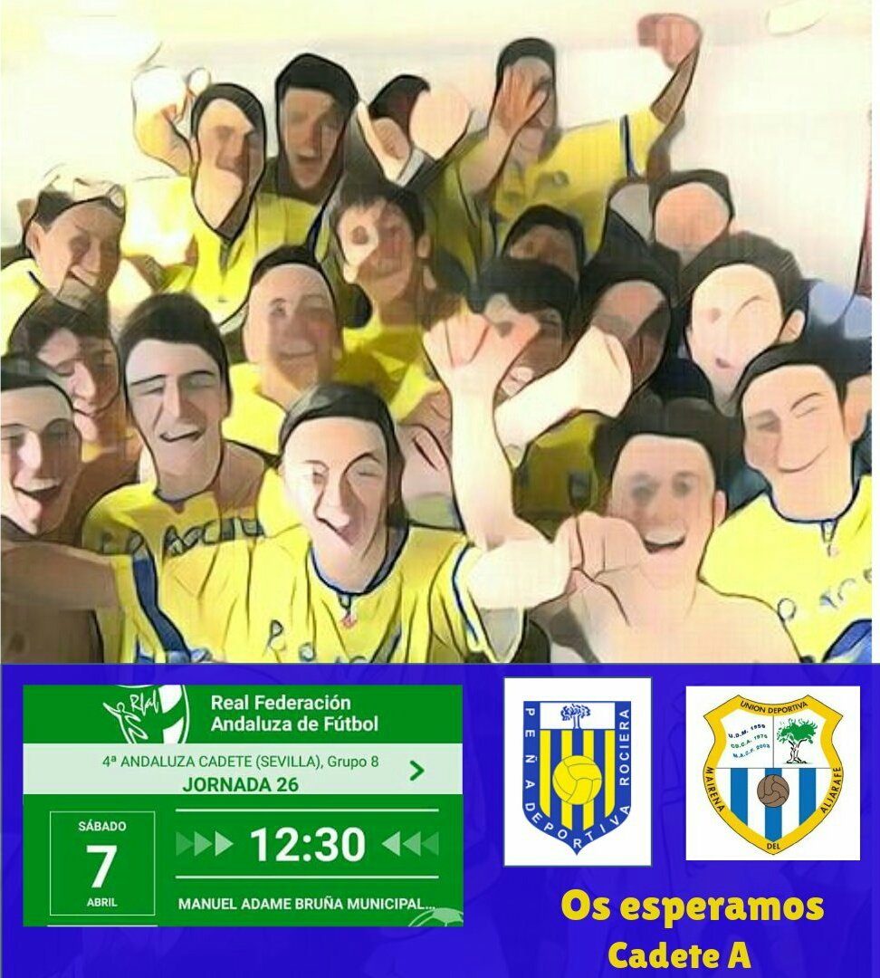 PD Rociera (@pd_rociera) on Twitter photo Sólo les falta un punto para ser campeones de liga. El sábado en el Manuel Adame Bruña.
Juntos somos más grandes.
#CadeteA #1punto1corazón <a href="/pd_rociera/">PD Rociera</a> @NimoGordillo Sólo les falta un punto para ser campeones de liga. El sábado en el Manuel Adame Bruña.
Juntos somos más grandes.
#CadeteA #1punto1corazón <a href="/pd_rociera/">PD Rociera</a> @NimoGordillo
