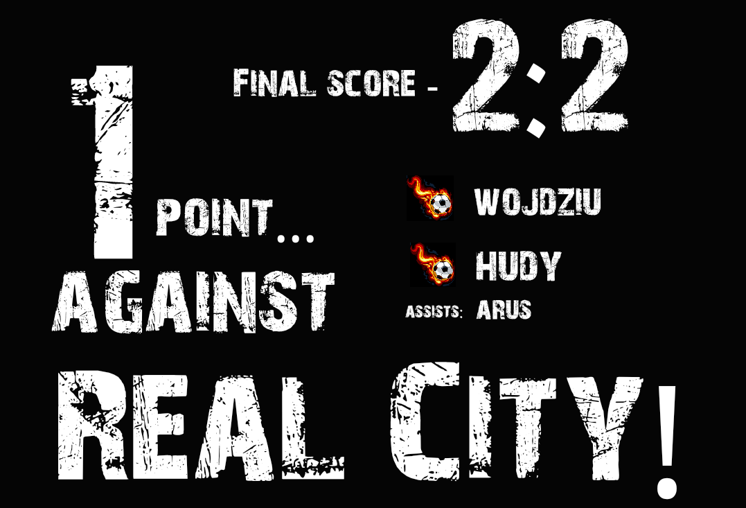 not a best performance for us specially in the second half ... giving away 1;0 leading from the fisrt half ...🤬

GG Real City! 

WE WILL COME BACK STRONGER FOR THE NEXT GAME ! 

<a href="/OfficialVPG/">Virtual Pro Gaming</a> 
<a href="/VPG_League_2/">VPG LEAGUE 2 XB1</a>