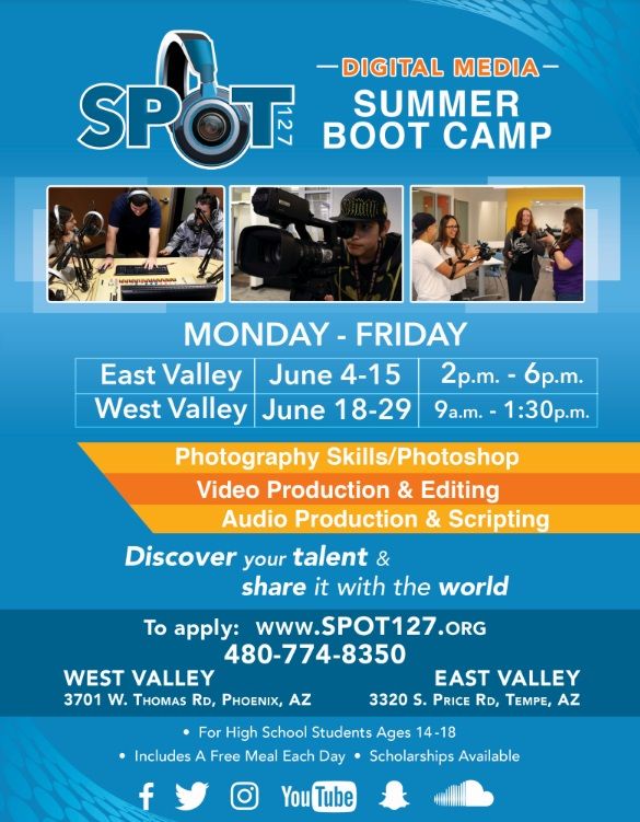 SPOT127's tweet photo. Do you know a high school student who wants to learn to report, write, shoot and edit audio and video stories with the latest equipment? We're now taking applications for our summer programs!! 🎤🎧📷 APPLY: https://t.co/bt2p42xBVy
#summercamp #multimedia #youthvoices https://t.co/sCps08CvOk
