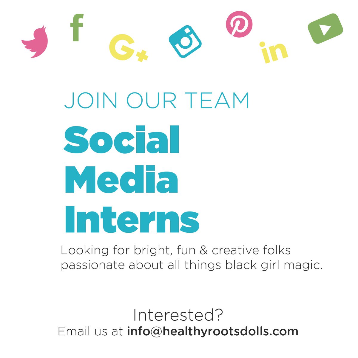 RootsDolls's tweet photo. We're looking for interns! Spring or Summer 2018 / Passionate about all things #blackgirlmagic and #selflove.  
Interested? Tell them to email us w/ subject, "Social Media Intern" at info@healthyrootsdolls.com  #internship #blkcreativesjobs https://t.co/mol0GXwTfW
