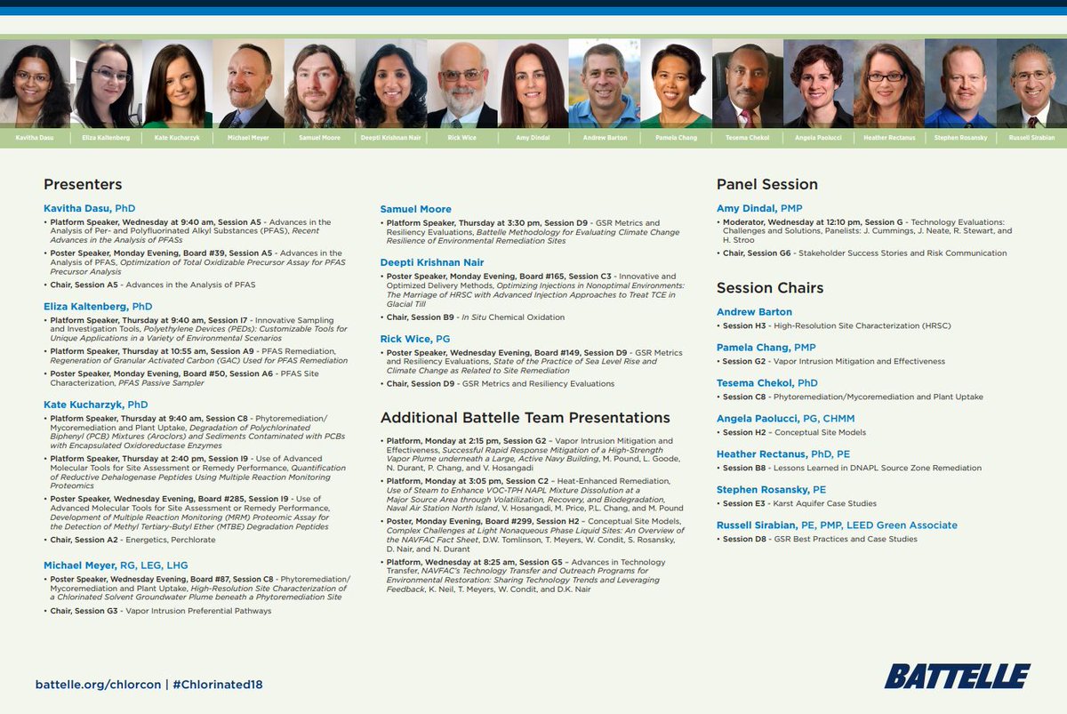 Battelle's tweet image. We're going to have a big presence next week at our Eleventh International Conference on the Remediation of Chlorinated and Recalcitrant Compounds, as one might imagine. #Chlorinated18 okt.to/hs8Rqr