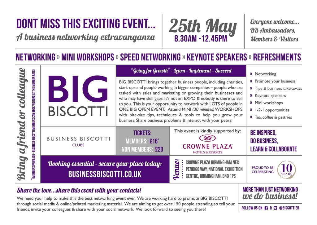 BIG BISCOTTI 25th May - Meet our fantastic speakers: “Bomb blast to boardroom”  by John Loveday <a href="/spearheadtrg/">Spearhead Elearning</a> and "Cyber Resilience - A Smart Strategy for Business Continuity, Growth and Success" by Terry Wilson <a href="/GlobalCyberAlln/">GlobalCyberAlliance</a> Read more: buff.ly/2EfkCfX