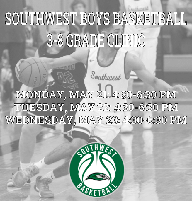 LSWHoops's tweet photo. Southwest Boys Basketball will be hosting a clinic open to all boys who will be in 3-8 grade next school year, May 21-23 at Lincoln Southwest High School! For more information and to sign up, click here: https://t.co/uE9o80M9cL https://t.co/Z12eDBxvui