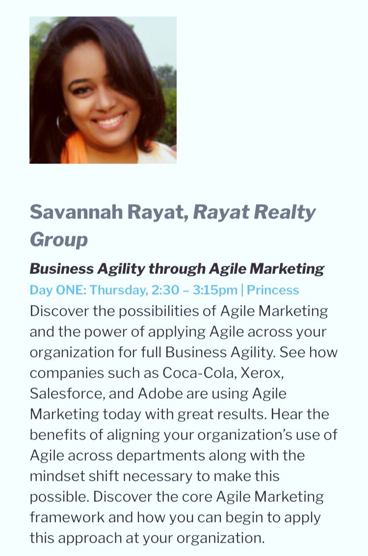 SavannahRayat's tweet photo. I’ll be speaking at #HOAPitt - Join me in #Pittsburgh @Heart_of_Agile #conference on April 26th to learn how to achieve Business Agility though Agile Marketing.
#RayatAgileJourney #BusinessAgility #RayatRealtyGroup #AgileMarketingAcademy #Agile #Marketing #Speaker #HeartOfAgile https://t.co/fiWw8xBqDS