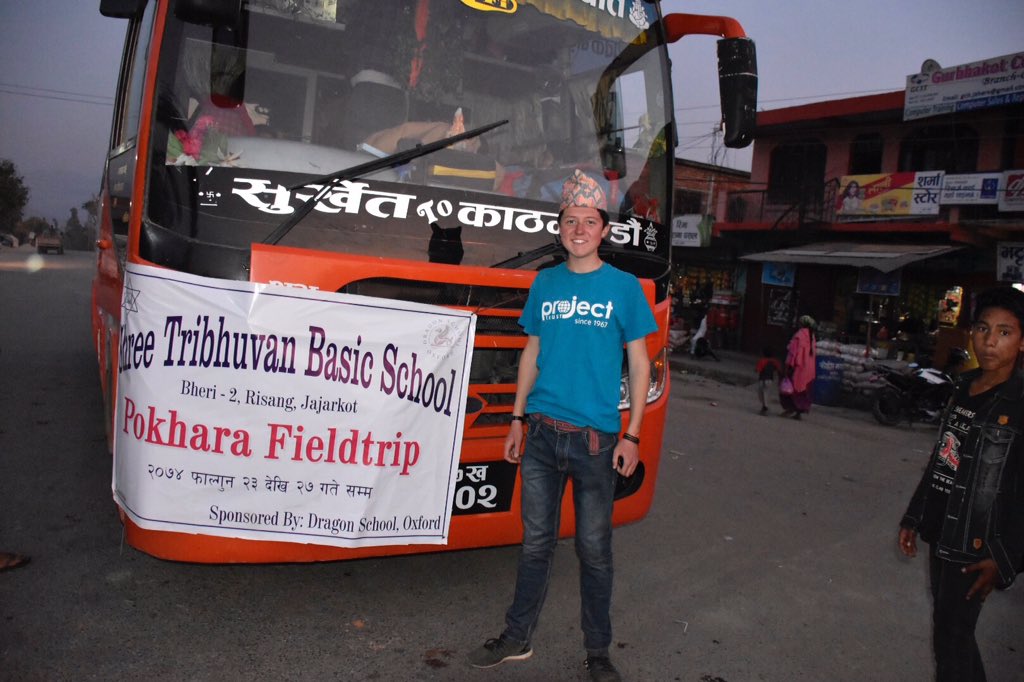 WillWebbNepal's tweet photo. All school trips in Nepal need an appropriate banner for the bus! @thedragonschool https://t.co/OSNwjE0YKs
