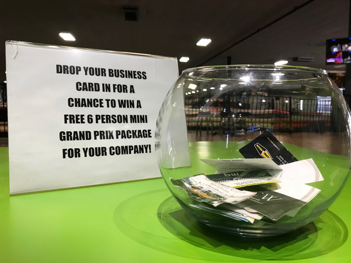 XtremeTulsa's tweet photo. Step 1: Drop your business card in the bowl for a chance to win a free 6 person Grand Prix Package for your company.
Step 2: Wait for your coworkers to hoist you on their shoulders and shower you with praise if you win. #Tulsa #GetXtreme https://t.co/hnJUvaPClr