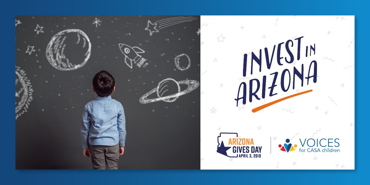 Happy #AZGivesDay! This year, we are supporting one of our favorite causes: <a href="/Voices4CASA/">Voices for CASA Children</a>. This nonprofit is dedicated to connecting foster children with volunteers to help give them a brighter future. Learn more about <a href="/azgives/">Arizona Gives</a> and donate today at azgives.org