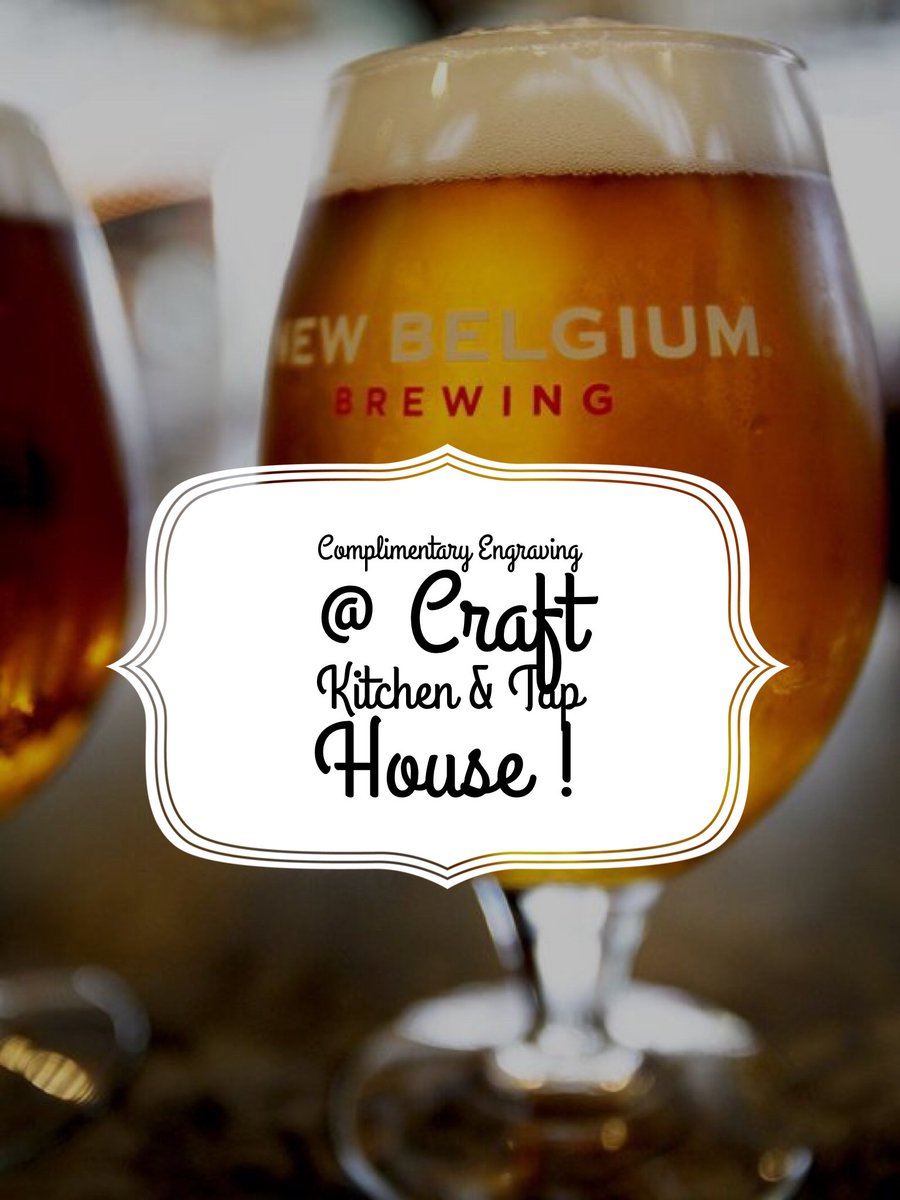 HartAgency's tweet photo. Complimentary Engraving TONIGHT! Come to Craft Kitchen &amp; Tap House  from 8-10p to receive a complimentary @newbelgium beer glass &amp; have it engraved 🍻 #hartagency #newbelgium https://t.co/IQ2UERicq3