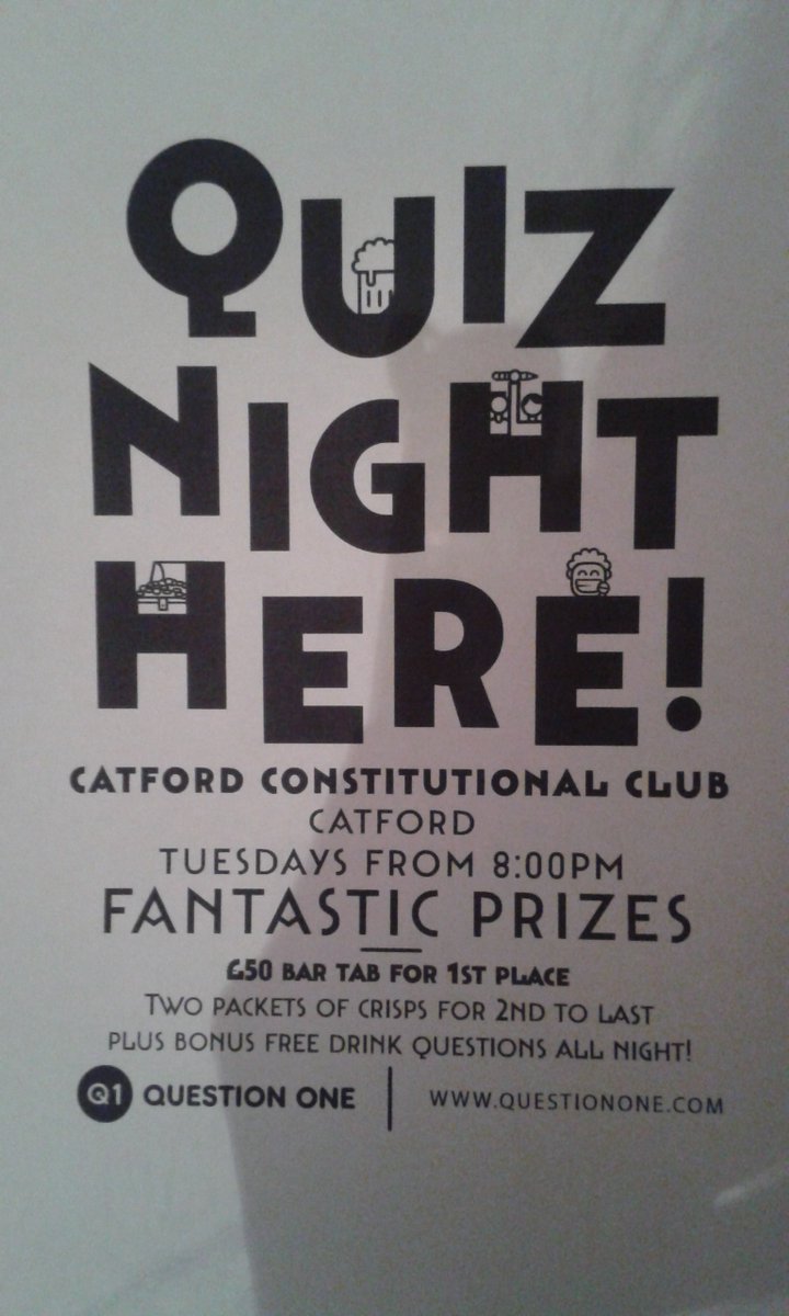 CatfordCClub's tweet photo. Quiz Night tonight from 8pm, the Jackpot is up to £93, also on offer a £50 bar tab. On the bar ales from @FivePointsBrew , @TwickenhamAles , @Adnams and if you're lucky you might catch the end of the stunning London Mead from @GosnellsMead in Peckham https://t.co/wjKJJjTMIj
