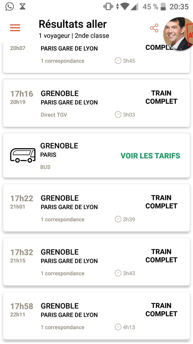 Ouisncf On Twitter Bonjour Mille Excuses Pour Le Retard Je Croule Un Peu Sous Les Demandes Les Trains Faisant Grenoble Paris Le 6 Avril Sont Complets Car Les Billets Ont Ete Vendus Helas
