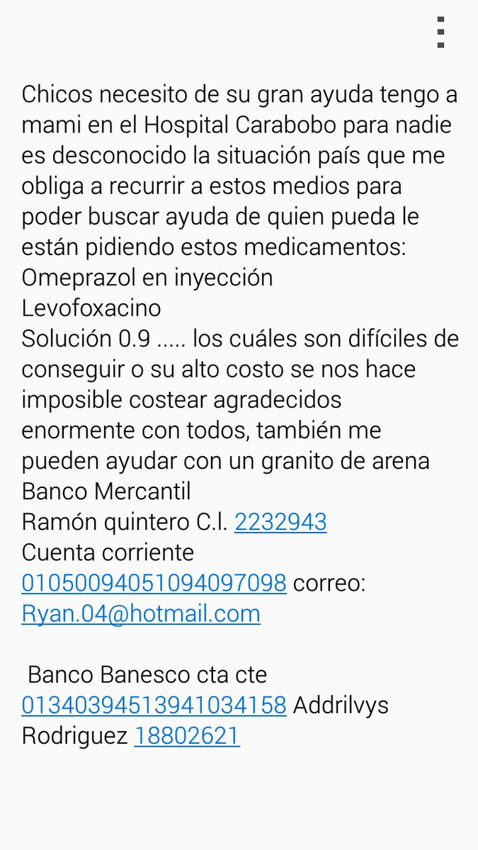 Algimirosoy's tweet photo. Chicos hagan RT, reenvíen la info, postealo, todo todo por fa necesito ayuda para mi mami 🙏 ella esta luchando para seguir aquí, mi número es 0424-4580726 cualquier duda abrazos https://t.co/kHhkTgdcNJ