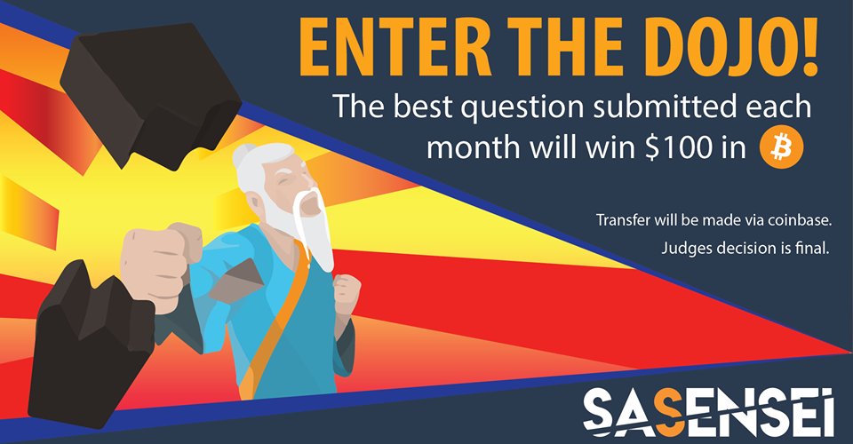 sasenseisays's tweet image. #Sasensei introduces the Bitcoin Challenge! Win $100 worth of #Bitcoin for the best question submitted For more information address the infographic here: imgur.com/a/xoTgH    
#sasusers #sasprogramming