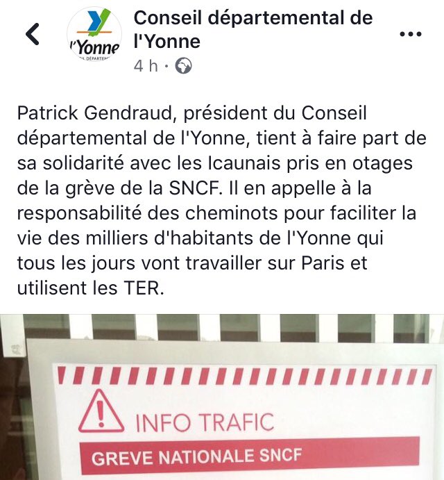 JulienOdoul's tweet photo. Le président du @Departement89 déraille sur toute la ligne. Les mots ont un sens et un poids. De quels otages parlons-nous ? De ceux qui ont été retenus dans le supermarché de #Trèbes ? La #SNCF n’est pas #RadouaneLakdim et les usagers importunés ne seront pas cités aux Invalides https://t.co/WW3HQVEL11