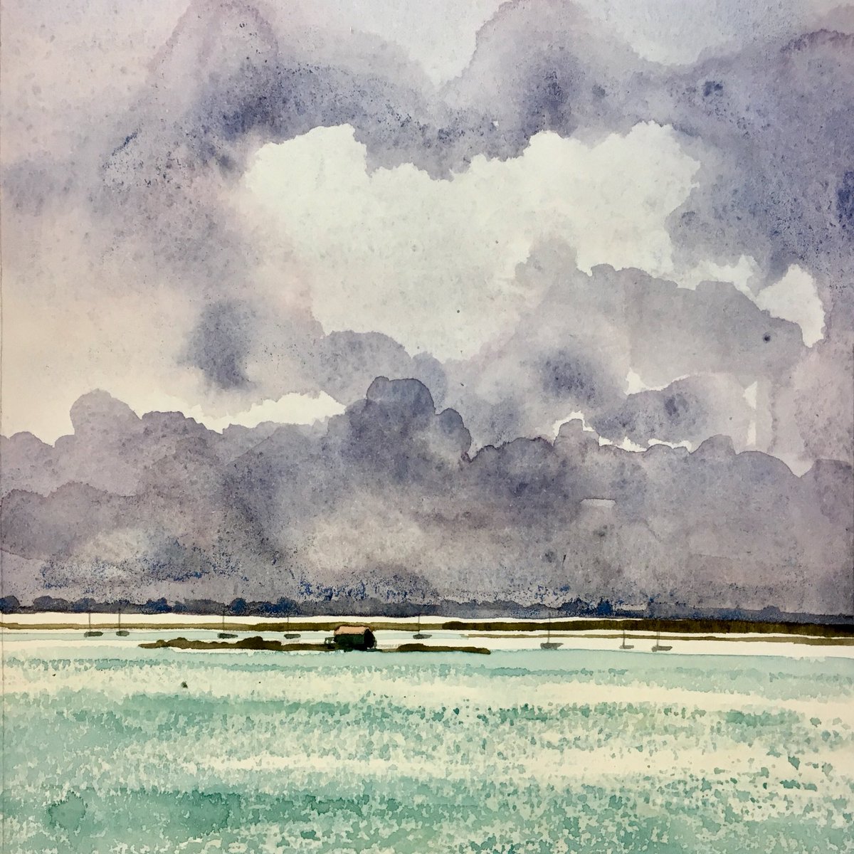 Today’s sketch ‘View From the Studio’ - Watercolour + Wax 
#dailysketch #merseaisland #watercolour
