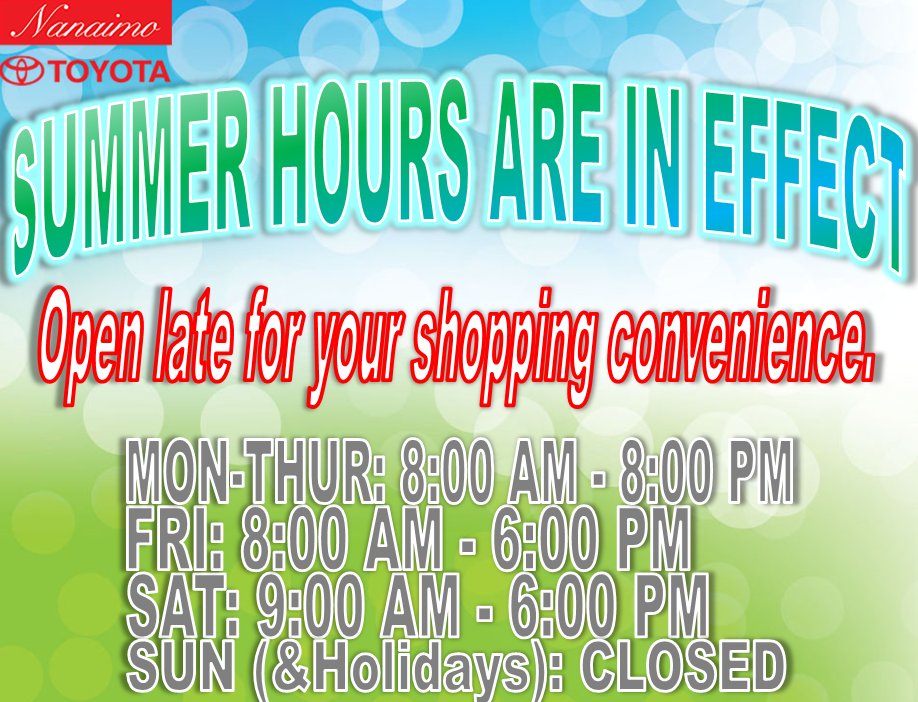 OPEN LATE, UNTIL 8:00 PM, MONDAY - THURSDAY!! We're ready for Summer, are you?!