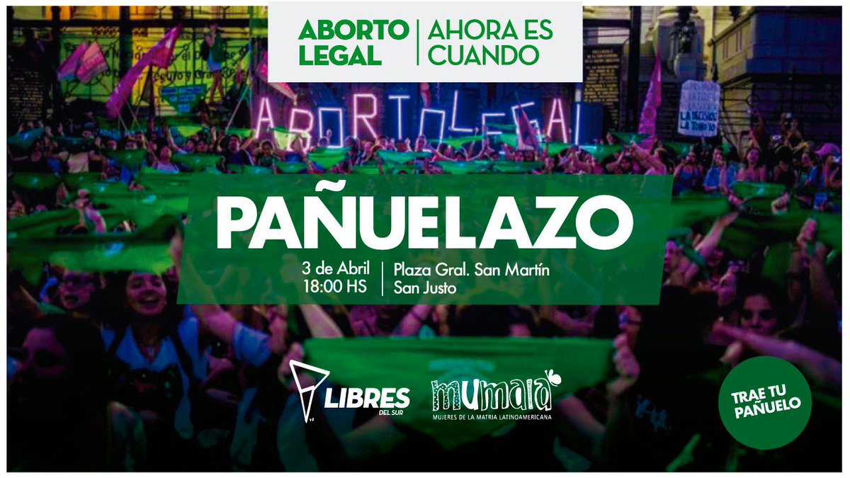 sandraoviedook's tweet photo. Hoy a las 18 hs en la Plaza de San Justo #Pañuelazo por la ley de #AbortoLegal, seguro y gratuito.
#AhoraEsCuando https://t.co/HX3JkdkXsT
