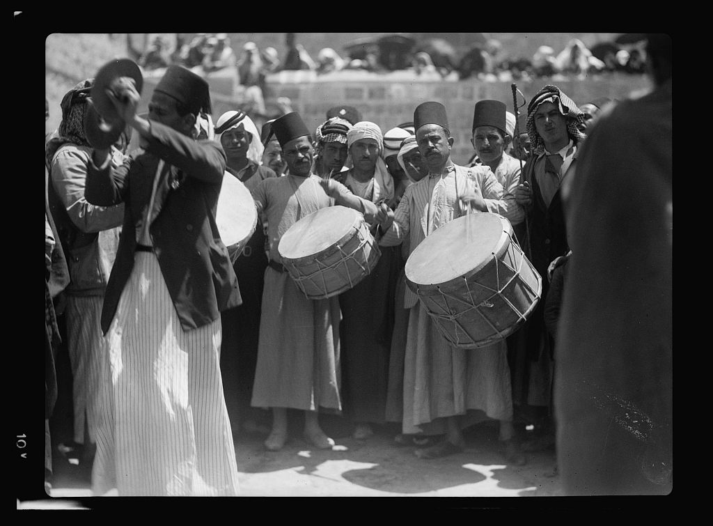Drum and cymbal players at the Nebi Musa festival, 1937Photo from Matson Collection via  @librarycongress http://www.loc.gov/pictures/item/mpc2010002469/PP/