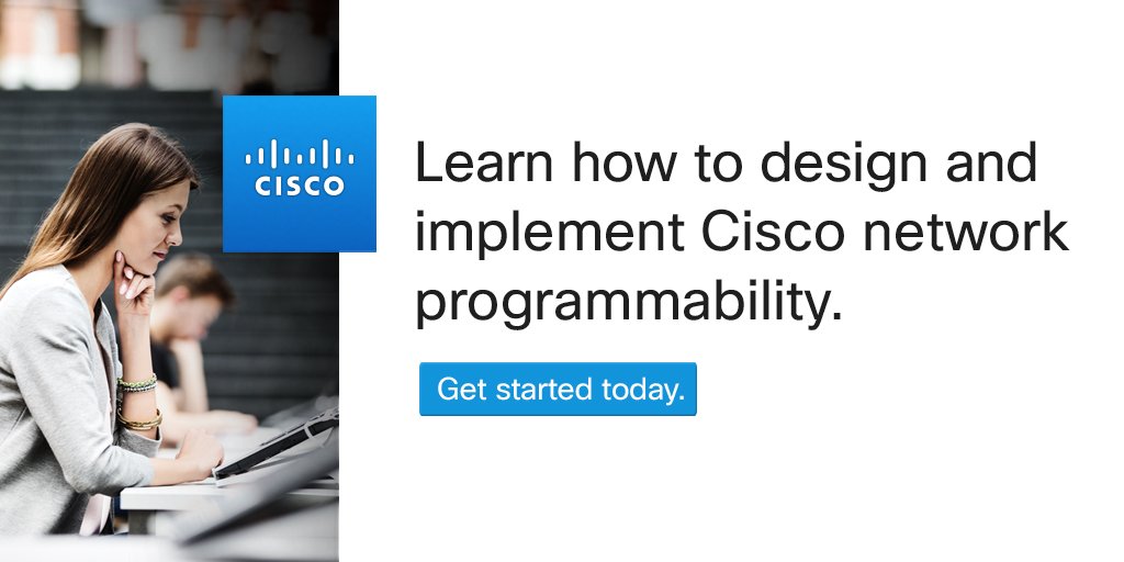 LearningatCisco's tweet image. Study for the NPDESI exam and learn how to design and implement #Cisco network #programmability with our Cisco e-learning course. #CiscoCert cs.co/9002DXVH8