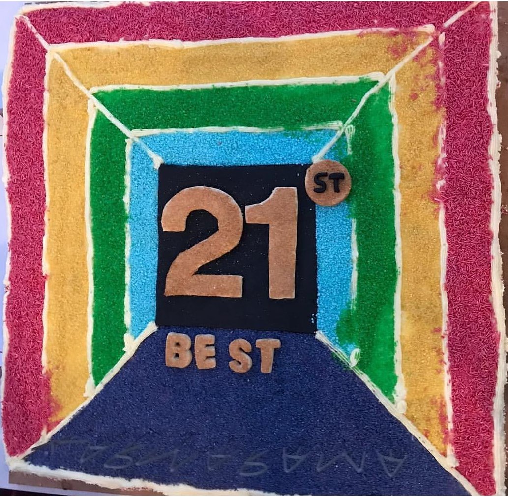 KarmaKadets's tweet photo. Throwback to a very special afternoon tea a few weeks ago when we became the 21st best company to work for! Totally amazing Karmarama disco tunnel cake! 😋🎂🍰👌 https://t.co/cX5nEaqYBy
