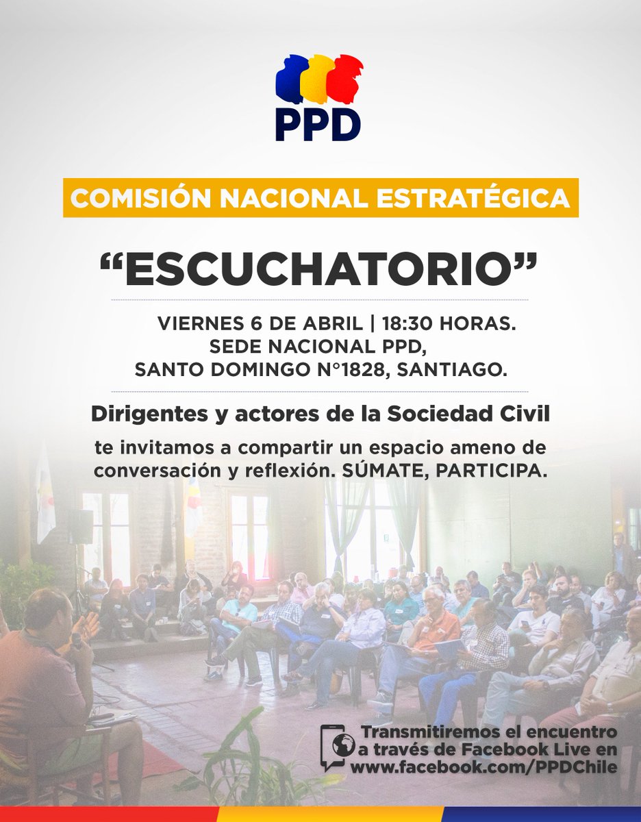 Este viernes 6 de abril acompáñanos al "Escuchatorio" 👂 de nuestra Comisión Nacional Estratégica. Transmitiremos en vivo, te esperamos 😉 📲