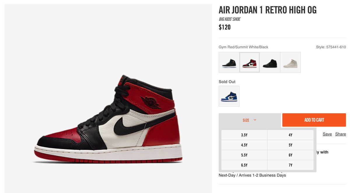 bred toe 1 restock