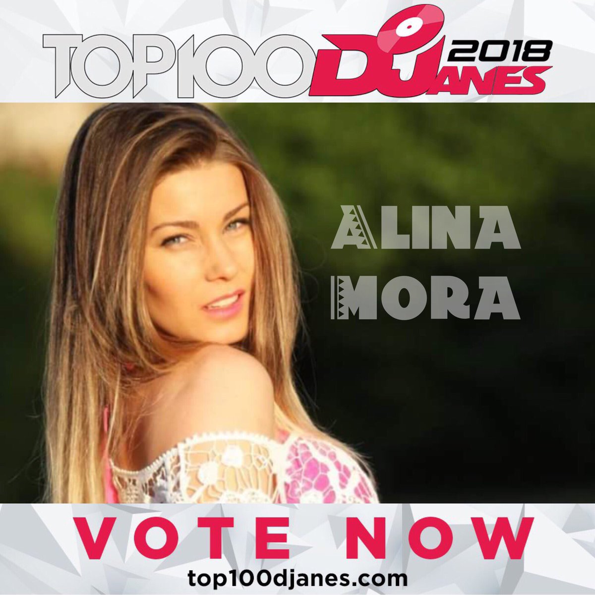 Top100Djanes's tweet photo. SHOW YOUR SUPPORT &amp; VOTE NOW for #alinamora at https://t.co/aDb55o2IDc by #djanemag! 
Wanna know more about #DJAlinaMora? Don't forget to check out her site: https://t.co/Lwr2kraGNY https://t.co/xv0kGDB5uL