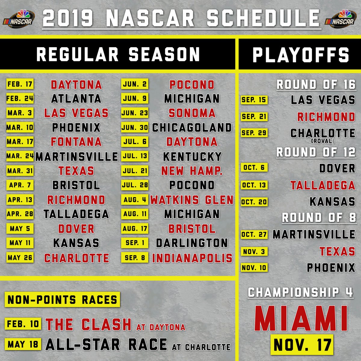 2023 Nascar Race Schedule Printable Printable World Holiday