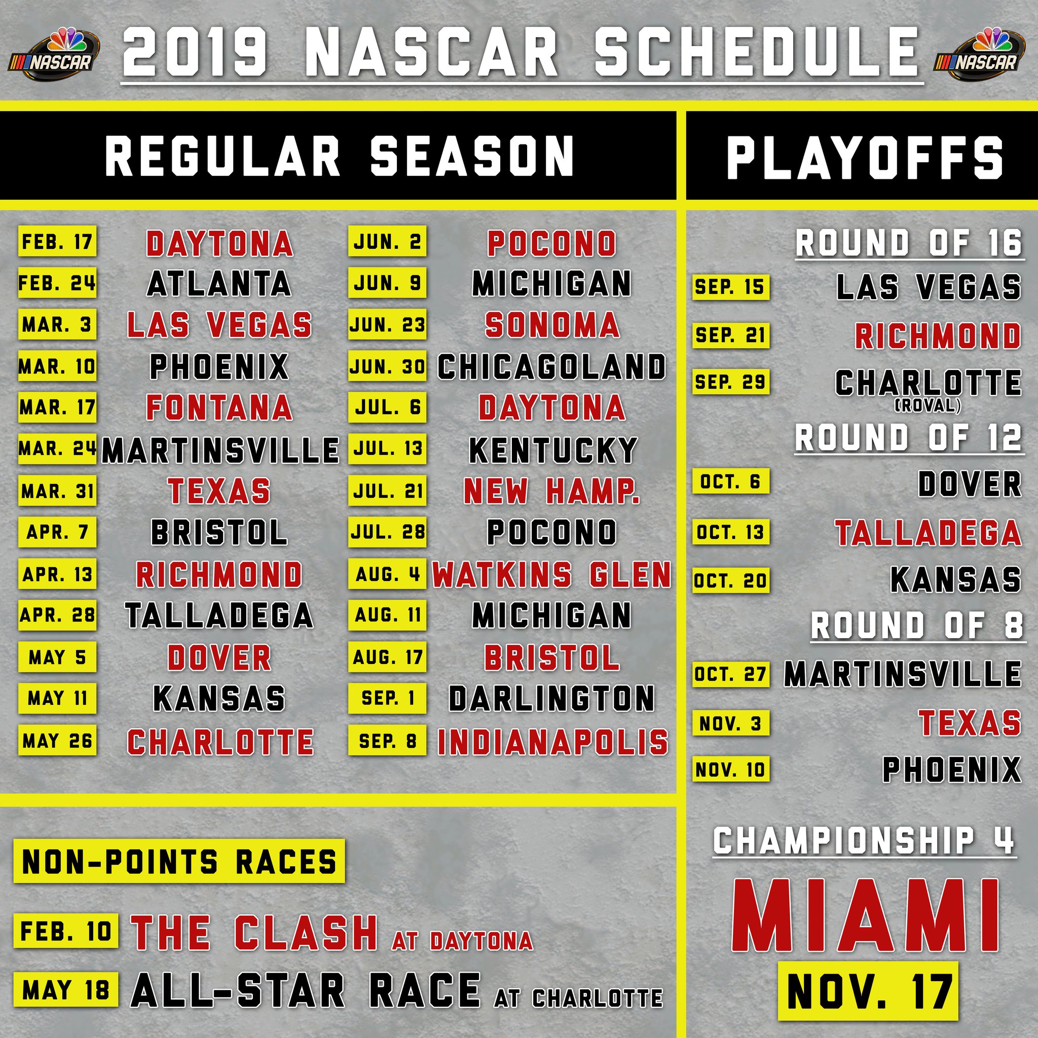 Nascar Cup 2023 Schedule Nascar Releases Schedule Of Races Through