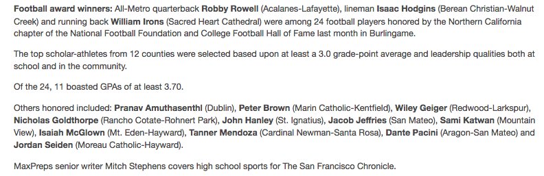 NFFNorCalif (@nffnorcalif) on Twitter photo ICYMI - Check out @MitchMashMax column in <a href="/sfchronicle/">San Francisco Chronicle</a> on this year's Scholar-Athlete award winners. bit.ly/2GB37J2 #NFFNetwork ICYMI - Check out @MitchMashMax column in <a href="/sfchronicle/">San Francisco Chronicle</a> on this year's Scholar-Athlete award winners. bit.ly/2GB37J2 #NFFNetwork