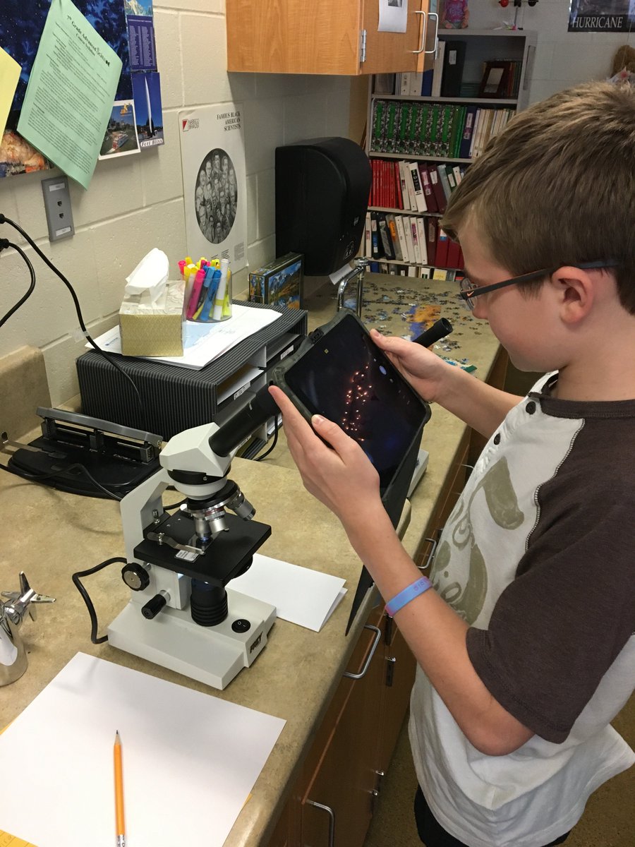 EsserJK's tweet photo. Using technology to help us use technology in science! We're loving body tissue slides! #sciencerocks #microscopefun #hsmstigers https://t.co/A1zDoZtdPN