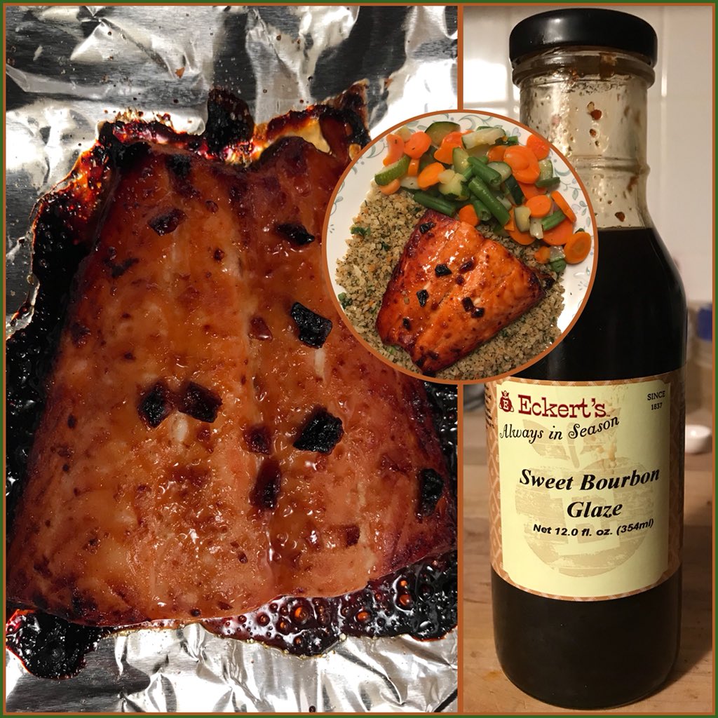CardeliPaula's tweet photo. @EckertFarms Picked up a bottle of your Sweet Bourbon Glaze while at your Country Store on Saturday.  Tried it on salmon tonight.  Simply spectacular. https://t.co/tKtvMv1O9v
