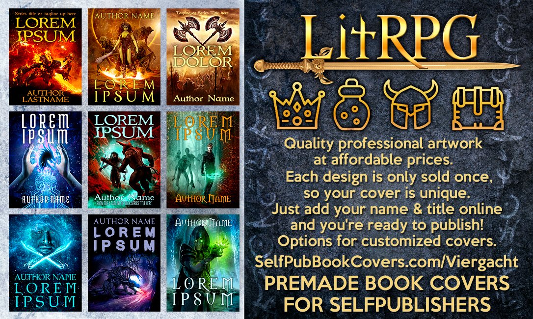 Viergacht_Art's tweet photo. If you're #selfpublishing your #litrpg or #gamelit novel &amp; need a great #premade #coveron a budget,m check out the selection at https://t.co/kvwPEOVe2x - new covers added every week!

@SelfPubBkCovers https://t.co/55VTImF0Jc