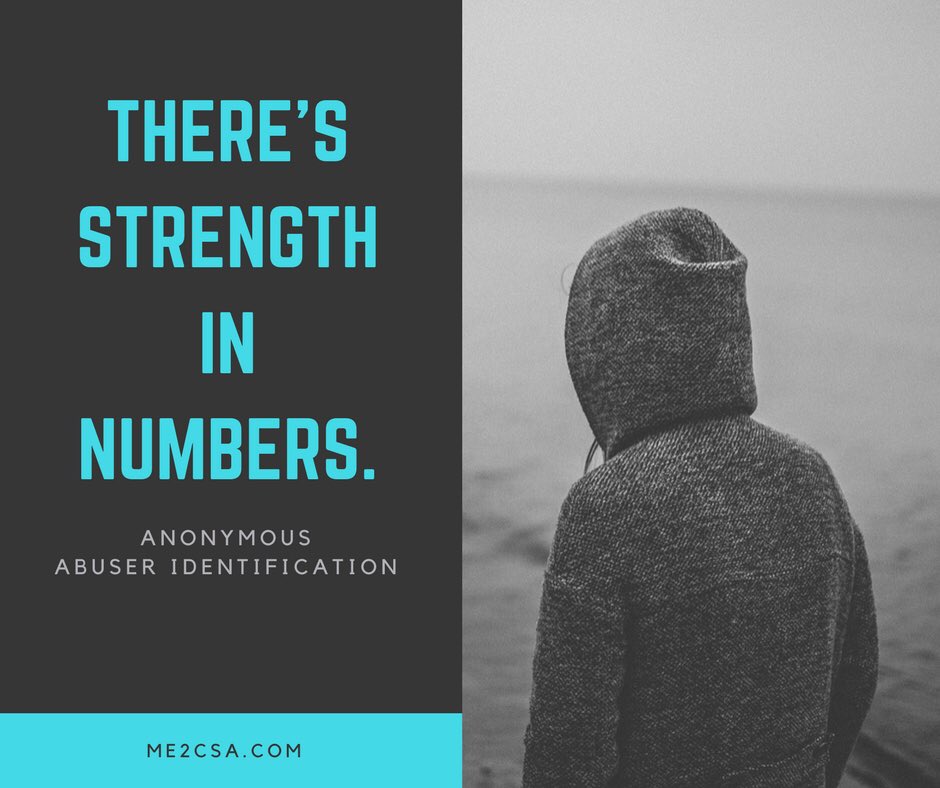 We're proud to announce our launch of a new website for 
#survivors to anonymously identify their abusers! Visit me2csa.com  4 info. There's strength in numbers! 
#tuesdaythoughts #stopchildabuse #stopcsa #childabusepreventionmonth #abuse #sexualabuse #csa #metoo