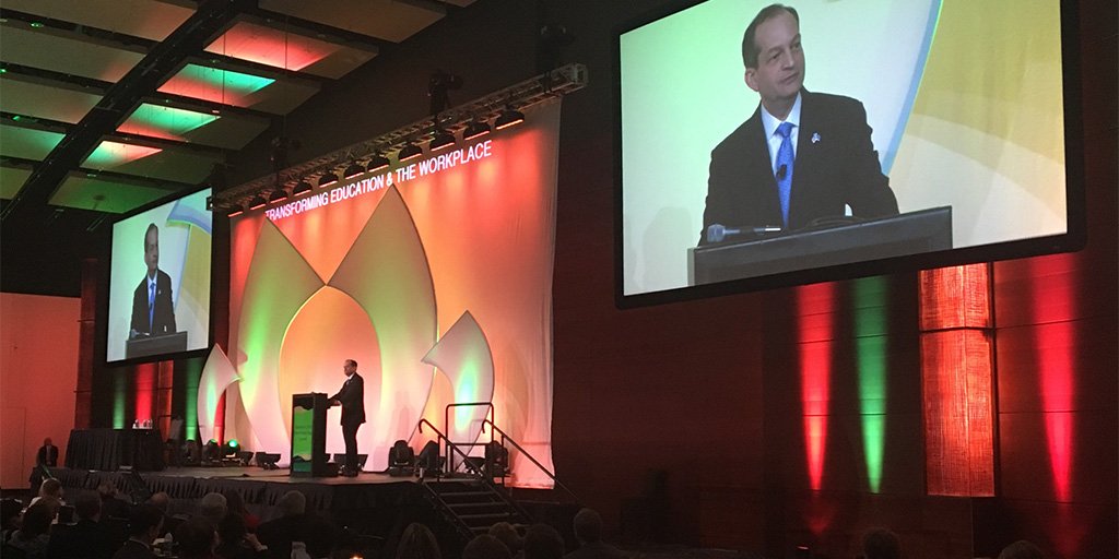 U.S. Secretary of Labor speaking at the Governor's 2018 Future Ready Iowa Summit in Des Moines, Iowa.