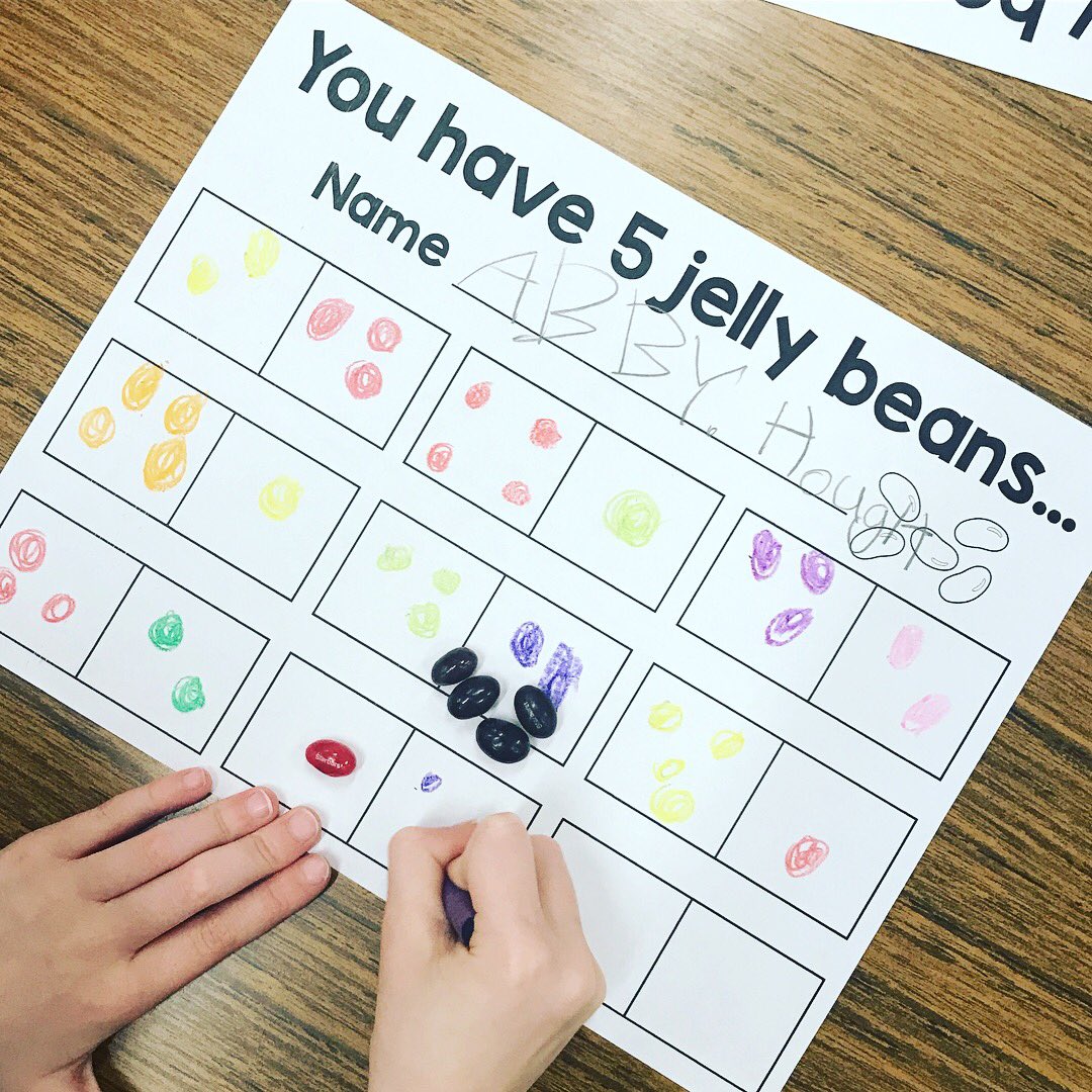 jonellebell's tweet photo. First day back from spring break calls for some jelly bean math...one bag for the kids, one bag for the teacher. ๐คฃ๐ Math problem: You have 5 jelly beans...some are...and some are... #munchablemath #waystomake5 https://t.co/JMFzISPdOs