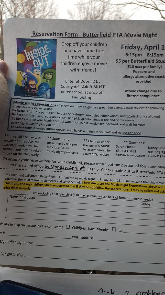 Team2BF's tweet photo. PTA movie night information went home today. Hope you join us! #weare44 #bfbluejays https://t.co/Q0lCm1l5ZU