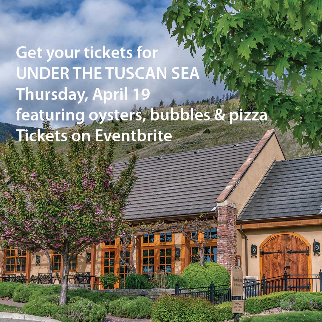 Terrafina Restaurant (@terrafina_hc) on Twitter photo Do you have your tickets yet? Under the Tuscan Sea, our celebration of bubbles, oysters and pizza is back Thursday, April 19. Bubbles from <a href="/Road13Vineyards/">Road 13 Vineyards</a> <a href="/covertorganics/">Covert Family</a> <a href="/liquiditywines/">Liquidity Wines</a> <a href="/MaverickWinery/">Maverick Winery</a> <a href="/BlueMtnWinery/">Blue Mountain Winery</a> and <a href="/HesterCreek/">Hester Creek Estate Winery</a> new releases. Tickets on Eventbrite Do you have your tickets yet? Under the Tuscan Sea, our celebration of bubbles, oysters and pizza is back Thursday, April 19. Bubbles from <a href="/Road13Vineyards/">Road 13 Vineyards</a> <a href="/covertorganics/">Covert Family</a> <a href="/liquiditywines/">Liquidity Wines</a> <a href="/MaverickWinery/">Maverick Winery</a> <a href="/BlueMtnWinery/">Blue Mountain Winery</a> and <a href="/HesterCreek/">Hester Creek Estate Winery</a> new releases. Tickets on Eventbrite