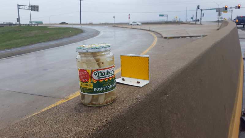kfor's tweet photo. Mysterious pickle jar keeps reappearing on ramp to Missouri highway, baffling drivers https://t.co/LUmZrjzSQ3 https://t.co/JOcWWHEDzL