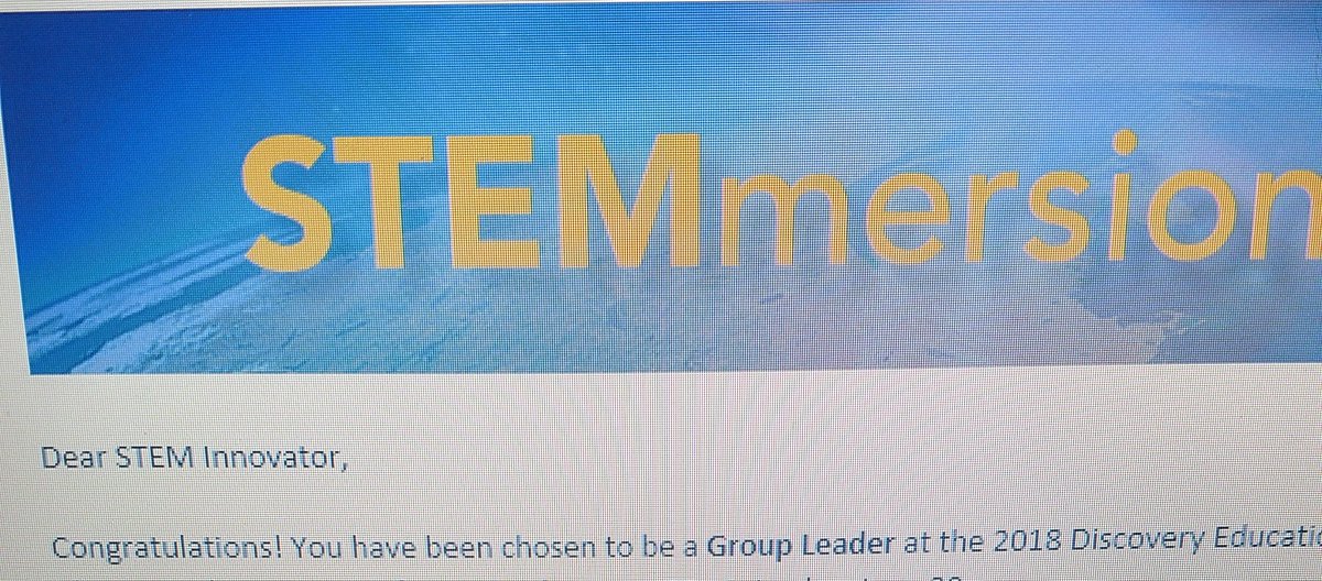 LizReaches31's tweet photo. After an issue with email/firewall/spam, I am excited to receive this email for #STEMmersion 2018! So excited!!!!! #stem #mmsaproud #den https://t.co/pOZj1d3OKF