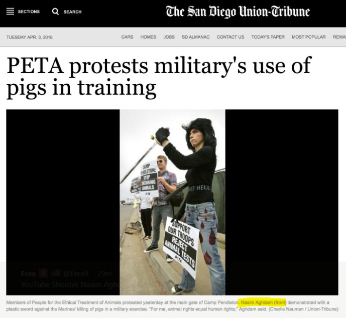 bocavista2016's tweet photo. 🚨#BREAKING 🚨

👉#YouTubeShooter has been Identified as Nasim Aghdam of Southern CA

👉She was militant #FarLeft and a #PETA activist

👉She accused #YouTube of discriminating against her

#Trump #MAGA #QAnon #Tucker #Hannity #IngrahamAngle You Tube HQ #MorningJoe #NasimAghdam https://t.co/2A6L19povK